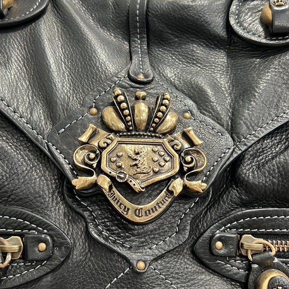 Juicy Couture RARE Large Black Leather Bag Purse Like New Beautiful Collectible - Picture 5 of 12